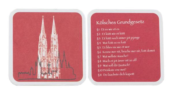 bierdeckel mit kölner dom und Skyline