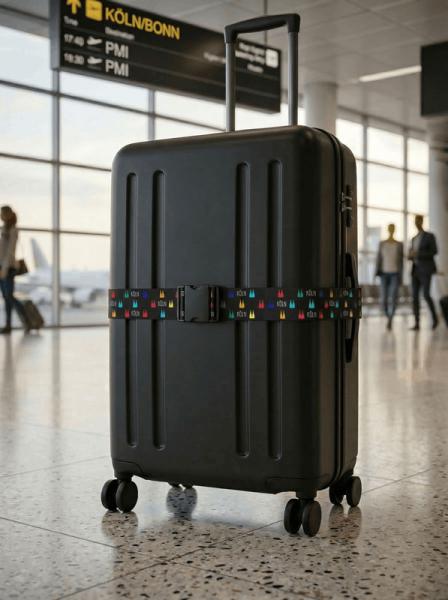 Koffer mit koffergurt bunte Dömchen