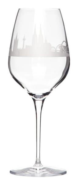 Weinglas mit kölner Skyline bedruckt