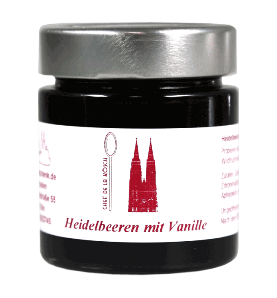 Heidelbeeren mit Vanille Fruchtaufstrich Kölner Dom im Glas