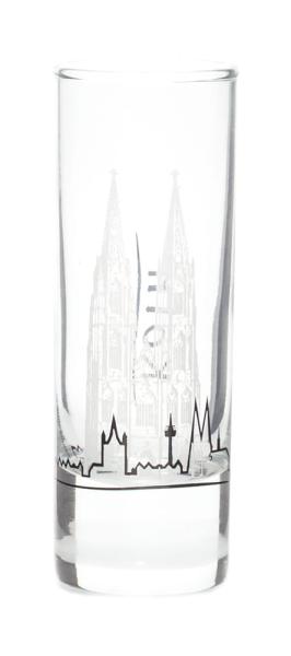 Schnapsglas mit Kölner Dom und Skyline