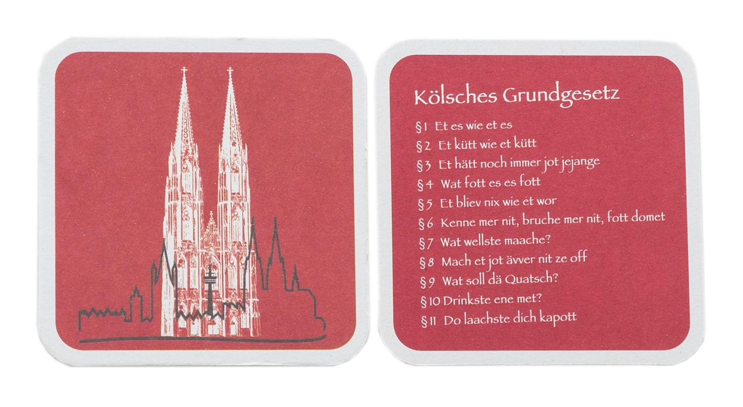 bierdeckel mit kölner dom und Skyline