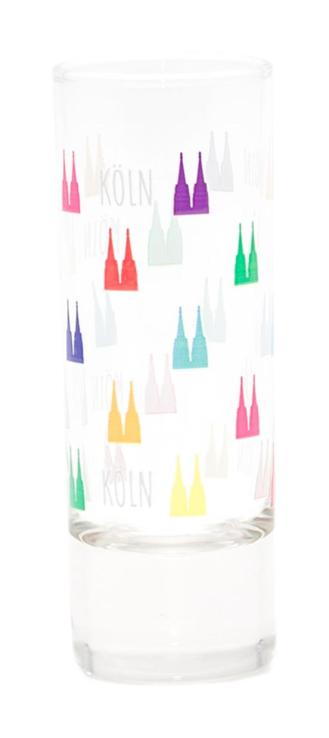 Schnapsglas bunte Dömchen – farbenfrohes Köln Design mit Dom-Motiven