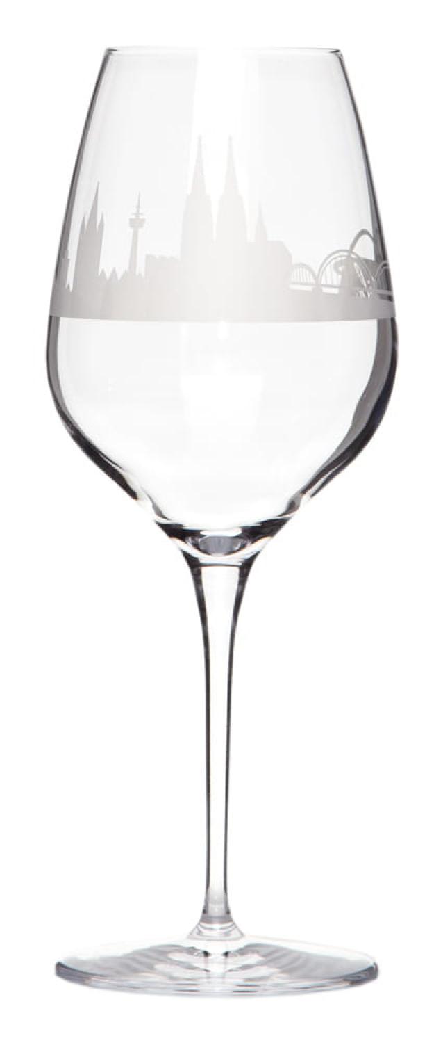 Weinglas mit kölner Skyline bedruckt