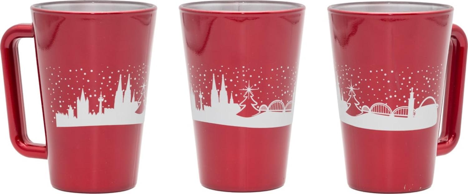 Wintertasse 2025 Köln Skyline in Rot mit silberner Innenseite