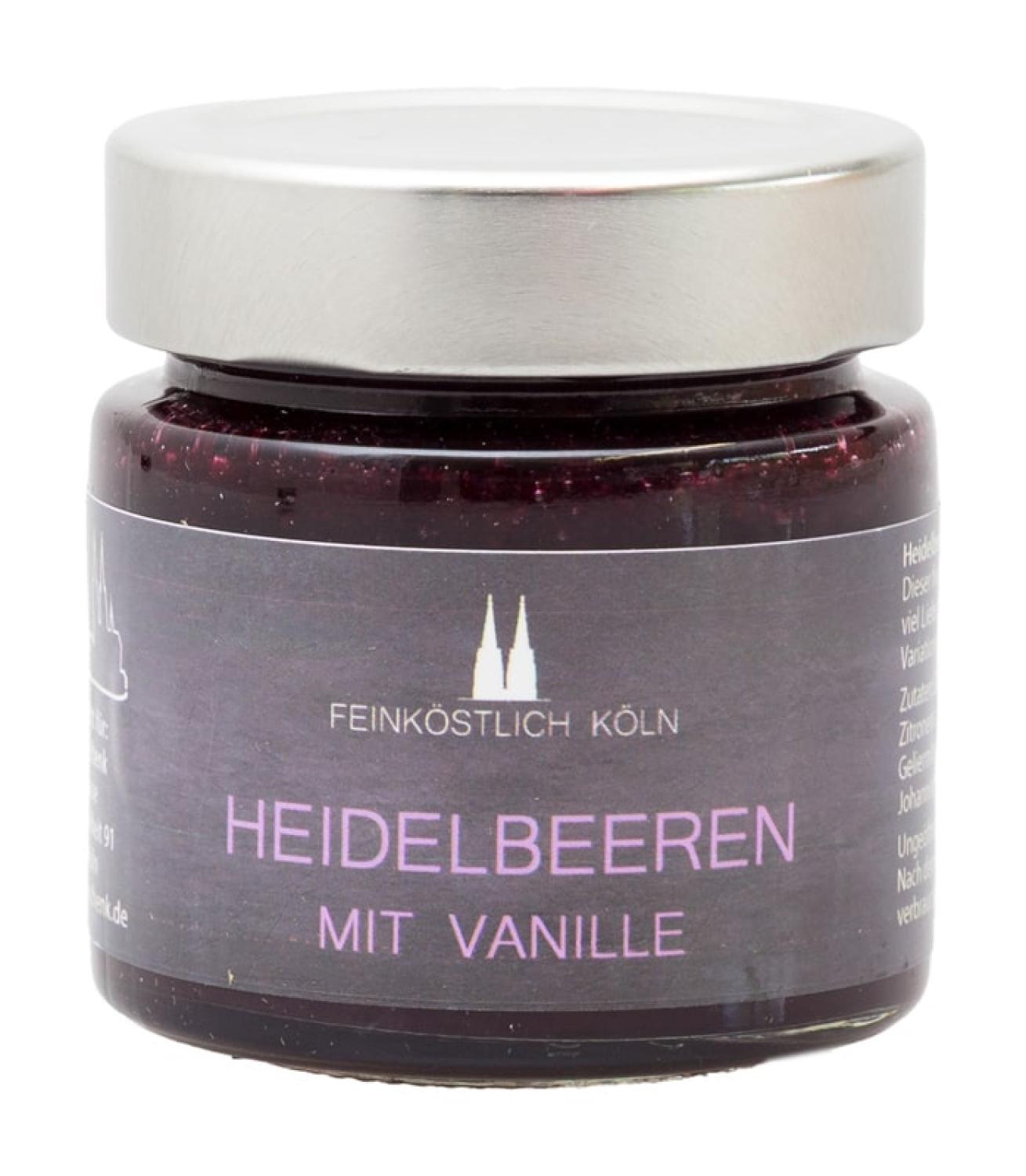 Heidelbeeren mit Vanille Fruchtaufstrich Kölner Dom im Glas