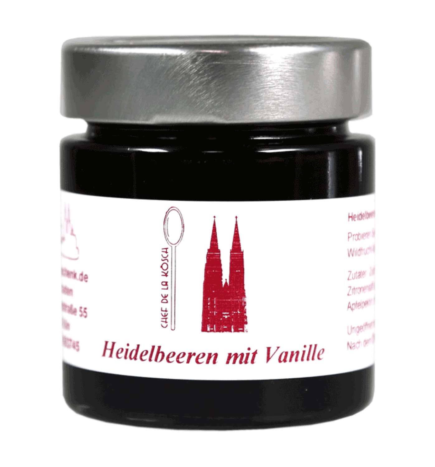 Heidelbeeren mit Vanille Fruchtaufstrich Kölner Dom im Glas