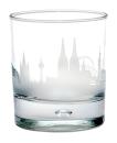 Wasserglas mit kölner Skyline bedruckt